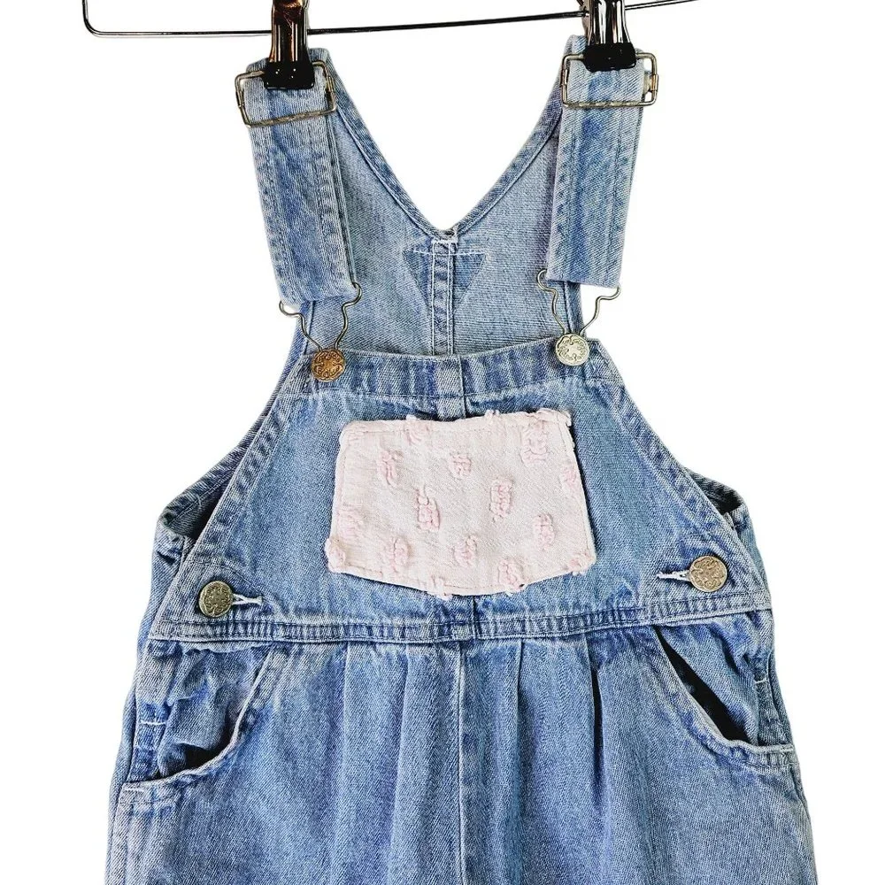 Vintage Y2K OshKosh B'gosh Vestbak UpCycled Overalls, Ruffle Bell Bottom, Sz 2T